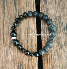 Bracelet - Black Tourmaline w Lava stones