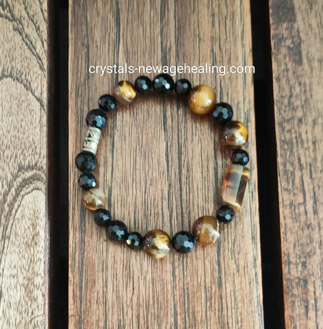 Bracelet- Black Tourmaline & Tiger Eye