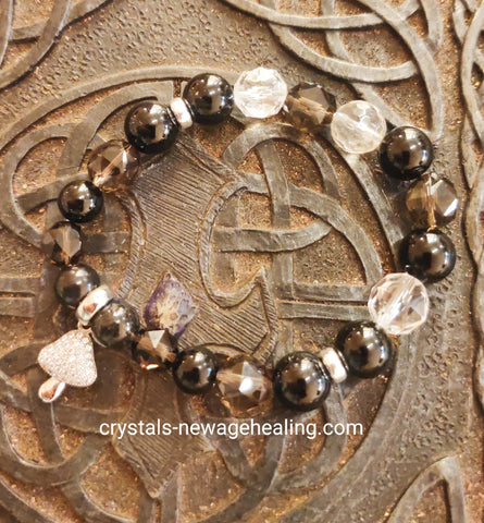 Bracelet- Black Tourmaline & Smoky Quartz