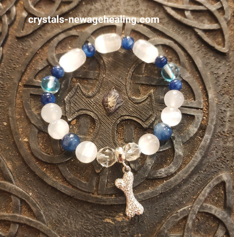 Bracelet - Selenite Cat's Eyes & Kyanite