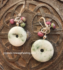 Earrings -  Ruby Zoizite & Jade