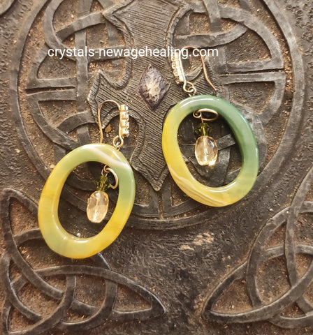 Earrings - Agate & Citrine