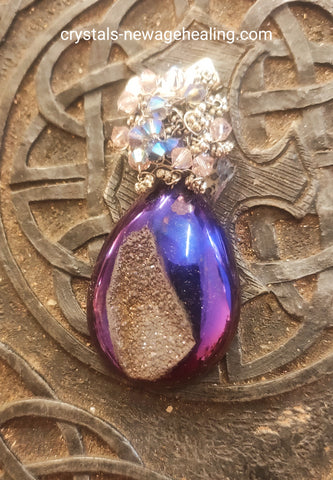 Pendant- Druzy Quartz Titanium Purple