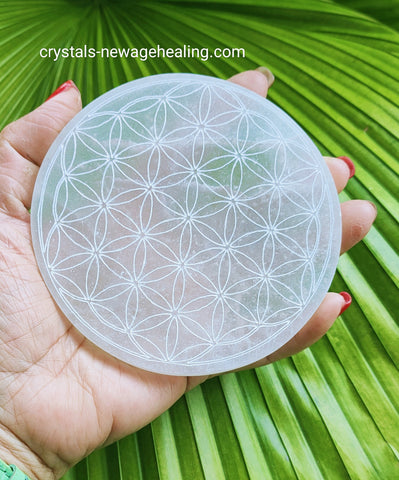 Crystal Selenite Flower of Life round