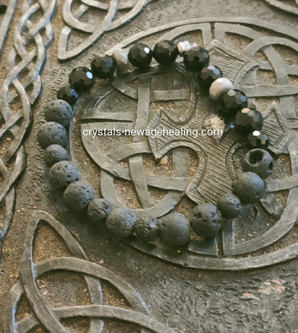Bracelet- Black Tourmaline & Lava beads