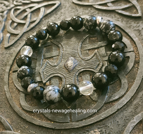 Bracelet Snowflake Obsidian & Black Tourmaline