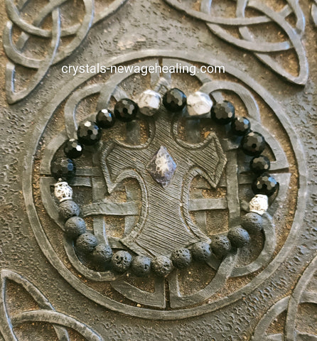 Bracelet- Black Tourmaline & Lava