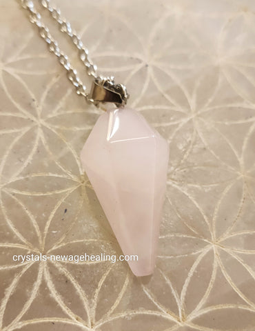 Pendant - Rose Quartz Diamond shaped