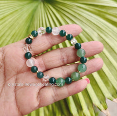 Bracelet- Jadeite, Quartz & Green Aventurine