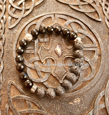 Bracelet- Black Tourmaline & Lava beads