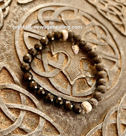 Bracelet- Lava Beads with Black Tourmaline
