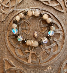 Bracelet- Labradorite & Black Tourmaline Ankh