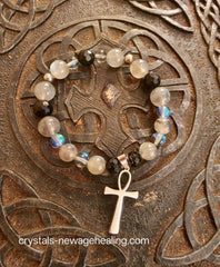 Bracelet- Labradorite & Black Tourmaline *Ankh