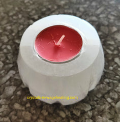 Selenite Lotus Candle holder- estimated  70x55mm