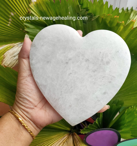 Selenite large charger Heart