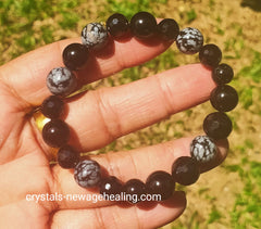 Bracelet Snowflake Obsidian & Black Tourmaline