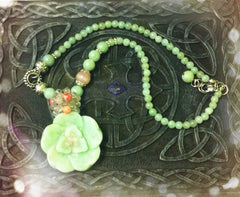 Necklace- Jade flower Pendant necklace
