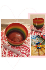 Crystal Singing Bowl- Rainbow 8"   ( 九层糕 ) for Heart Chakra